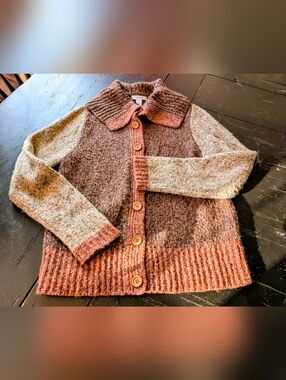 Dress Barn Women's Vintage Chunky Knit Medium Cardigan Grandma Chic Cottagecore
